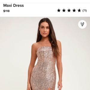 Lulus Gold Strapless Sequin Maxi Dress Size Large